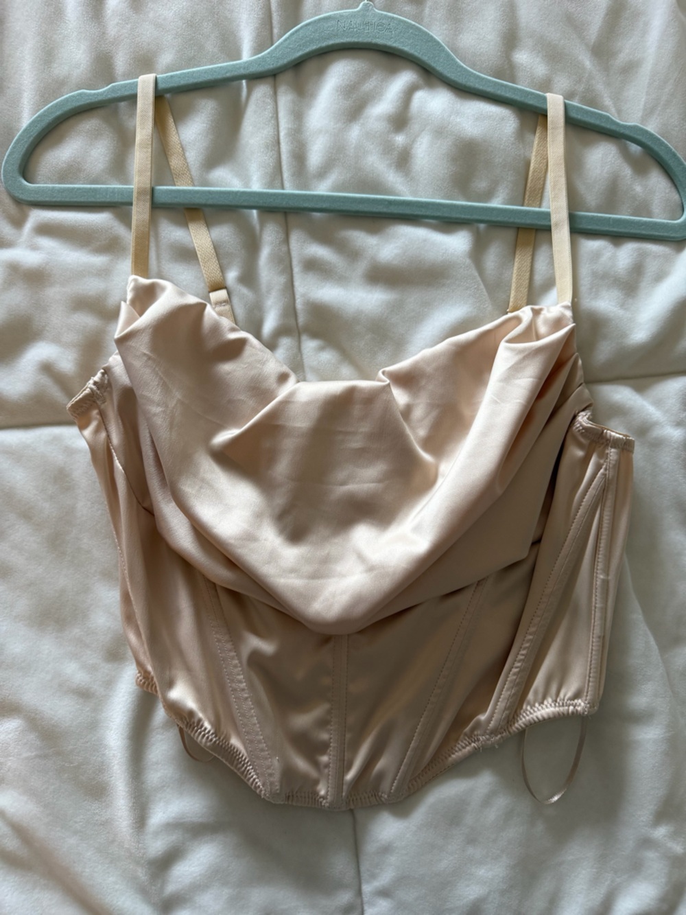 Urban Outfitters Nude Satin Cowl Neck Corset Camisole